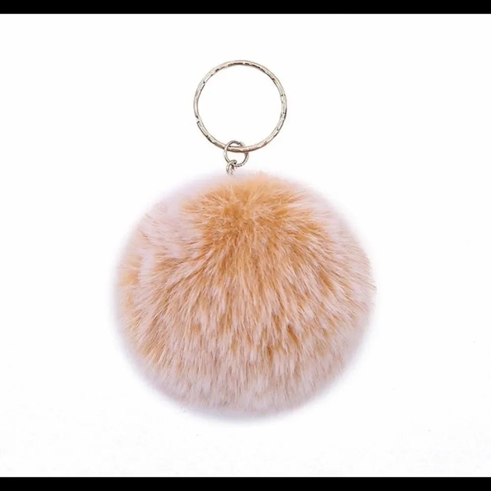 Fuzzy TAN Pom-Pom Keychain-Large